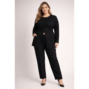 JBS‎ LTD Black Sparkle Glitter Button Front Long Sleeve Tunic Top Size 12